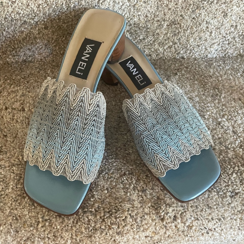 Vaneli Blue, Light Gray, Dark Gray Sandals Size 7